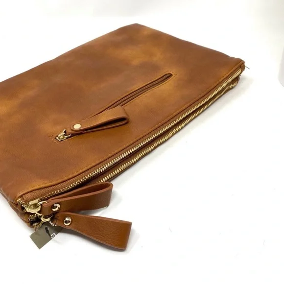 Chico’s Vegan Leather Large Brown Clutch NWT - Picture 3 of 7